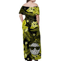 Hawaii Summer Colorful Off Shoulder Long Dress Pineapple Yellow LT6 - Polynesian Pride