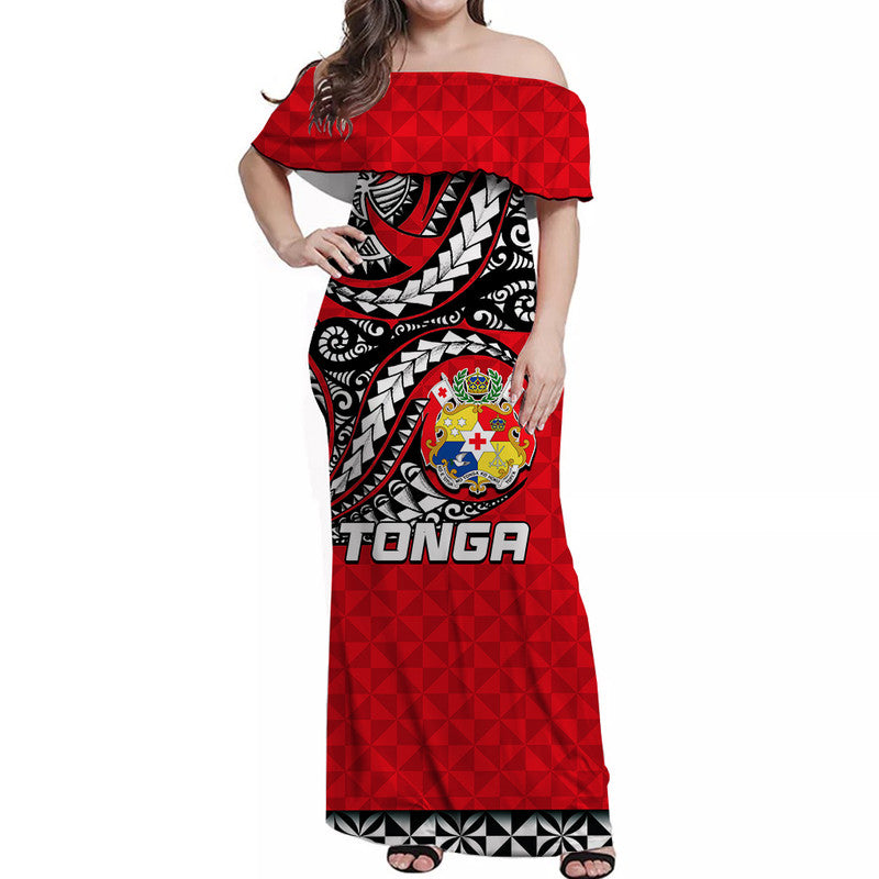 Tonga Matching Dress and Hawaiian Shirt Polynesian Tattoo LT6 No Shirt Red - Polynesian Pride