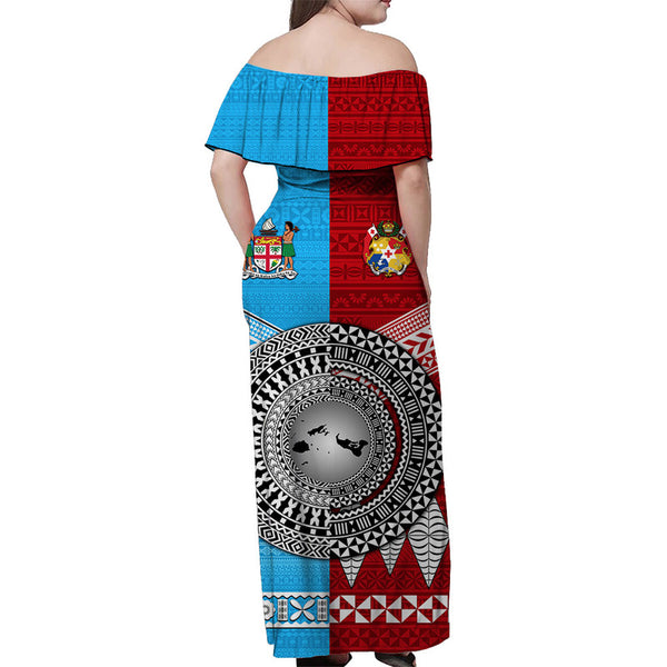 Tonga Combo Off Shoulder Long Dress And Shirt Rainbow Style main image 0