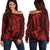 (Custom Personalised) Hawaii Women Off Shoulder Sweater Shark and Turtle Mix Kakau Red LT9 Women Red - Polynesian Pride