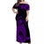 Maori Floral Pattern Off Shoulder Long Dress Hummingbird - Purple LT7