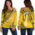 Cook Islands Tribal Personalised Off Shoulder Sweater Island Map - Aitutaki Island LT7 - Polynesian Pride