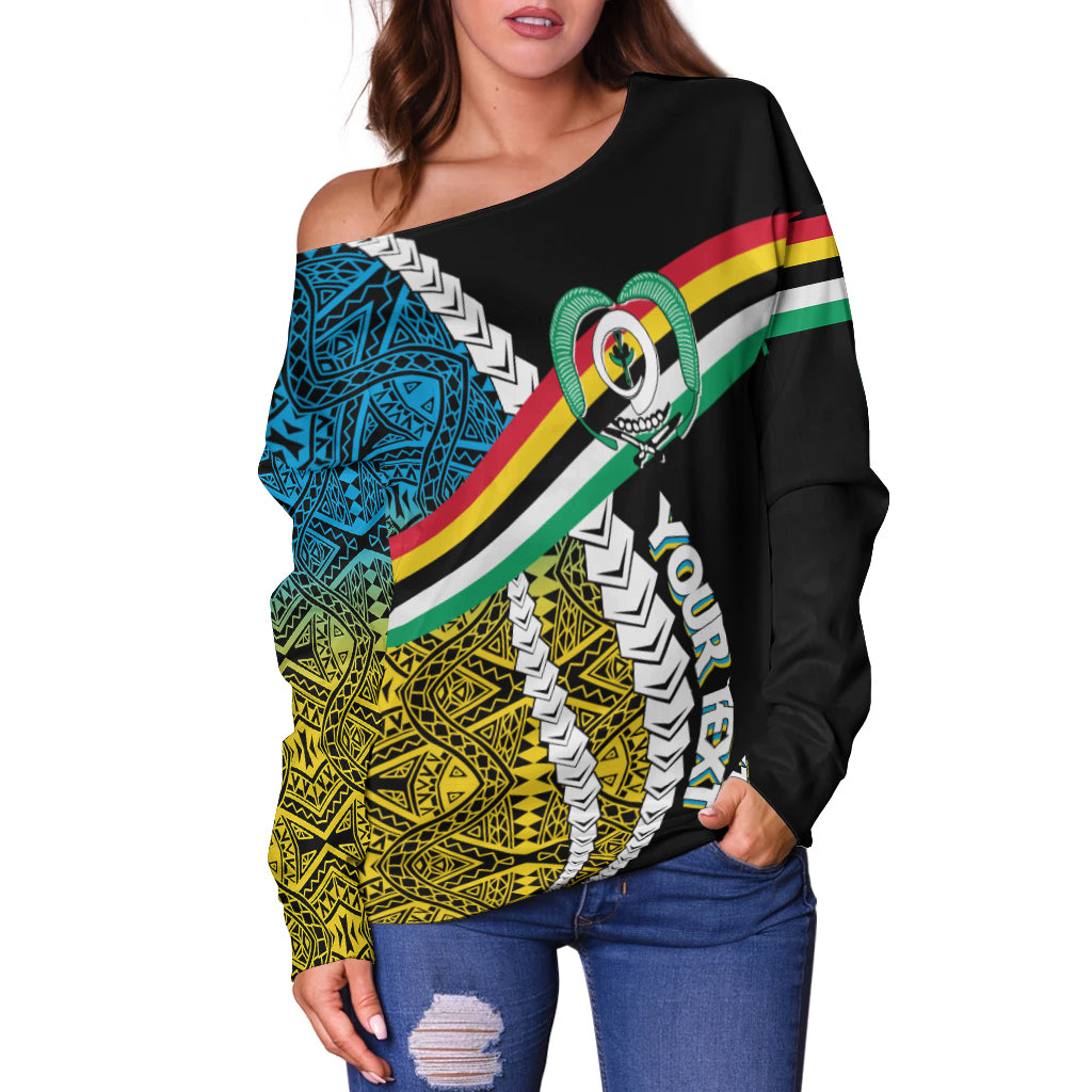 (Custom Personalised) Vanuatu Torba Province Off Shoulder Sweater Torba Flag Polynesian Pattern LT7 Art - Polynesian Pride