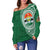 (Custom Personalised) Vanuatu Penama Province Off Shoulder Sweater Penama Emblem LT7 Green - Polynesian Pride