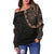 Polynesian Full Sleeve Tattoo Off Shoulder Sweater Blush Color LT7 Black - Polynesian Pride