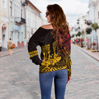 Hawaii Outrigger Canoe Paddling Off Shoulder Sweater Tribal Tiki LT7 - Polynesian Pride