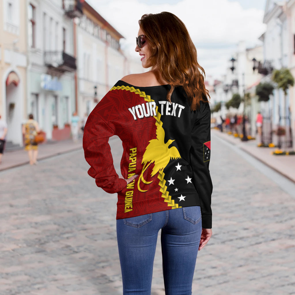 Personalised Papua New Guinea Off Shoulder Sweater 47th Independence Anniversary - Motu Revareva LT7 - Polynesian Pride