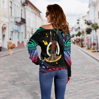 Vanuatu Proud To Be A Ni-Van - Polynesian Pattern Off Shoulder Sweater - Shefa Province LT7 - Polynesian Pride