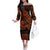 Kakau Hawaiian Polynesian Couples Matching Outfits Long Sleeve Dress And Long Sleeve Button Shirt Orange LT6 - Polynesian Pride