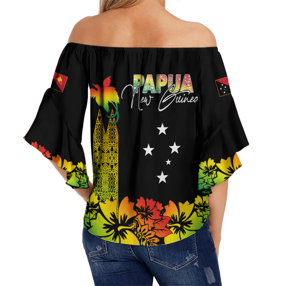 PNG Hibiscus Tribal Pattern Off Shoulder Waist Wrap Top Motuan Reggae Color LT7 - Polynesian Pride
