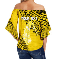 Cook Islands Tribal Personalised Off Shoulder Waist Wrap Top Island Map - Aitutaki Island LT7 - Polynesian Pride