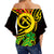 Vanuatu Off Shoulder Waist Wrap Top Tribal Tattoo No.2 LT6 - Polynesian Pride