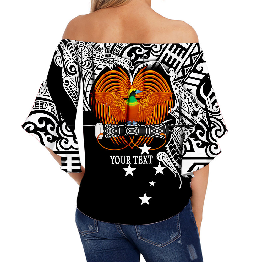 (Custom Personalised) Papua New Guinea Off Shoulder Waist Wrap Top Bird Of Paradise White Color LT6 - Polynesian Pride