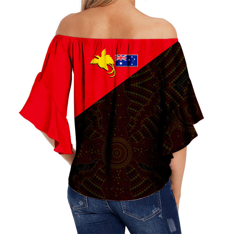 Papua New Guinea And Australia Off Shoulder Waist Wrap Top LT6 - Polynesian Pride