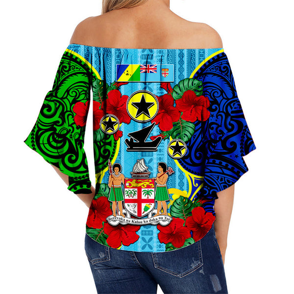 Malampa Fiji Day Hibiscus Off Shoulder Long Dress Style main image 1