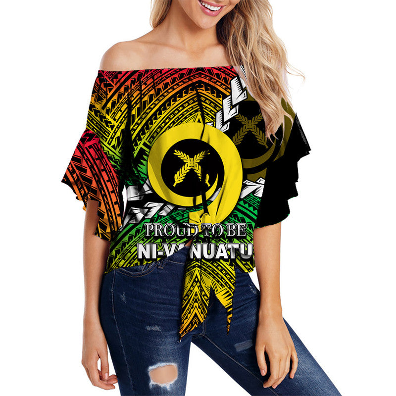 (Custom Personalised) Proud To Be Ni - Vanuatu Off Shoulder Waist Wrap Top LT6 Women Red - Polynesian Pride