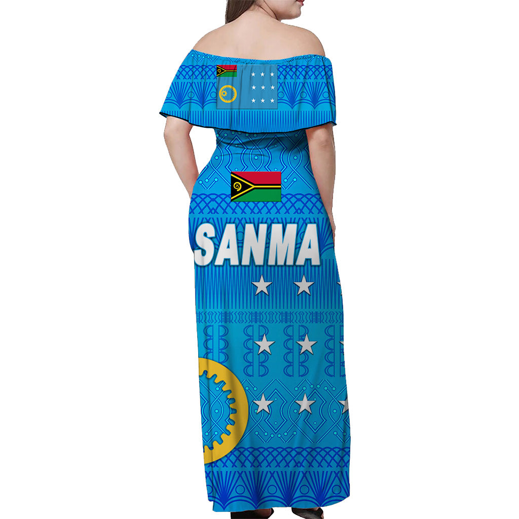 Sanma Province Off Shoulder Long Dress Vanuatu Pattern Traditional Style LT8 - Polynesian Pride