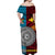 Papua New Guinea Polynesian And Fiji Tapa Together Off Shoulder Long Dress - Bright Color LT8 - Polynesian Pride