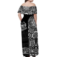 Marquesas Islands Off Shoulder Long Dress Unique Style - Black LT8 - Polynesian Pride