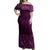 Polynesian Pride Dress - Plum Purple Samoan Elei Pattern Off Shoulder Long Dress LT8 Long Dress Plum Purple - Polynesian Pride