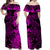 Hawaii Flowers Mix Tribal Pattern Off Shoulder Long Dress LT6 Women Purple - Polynesian Pride
