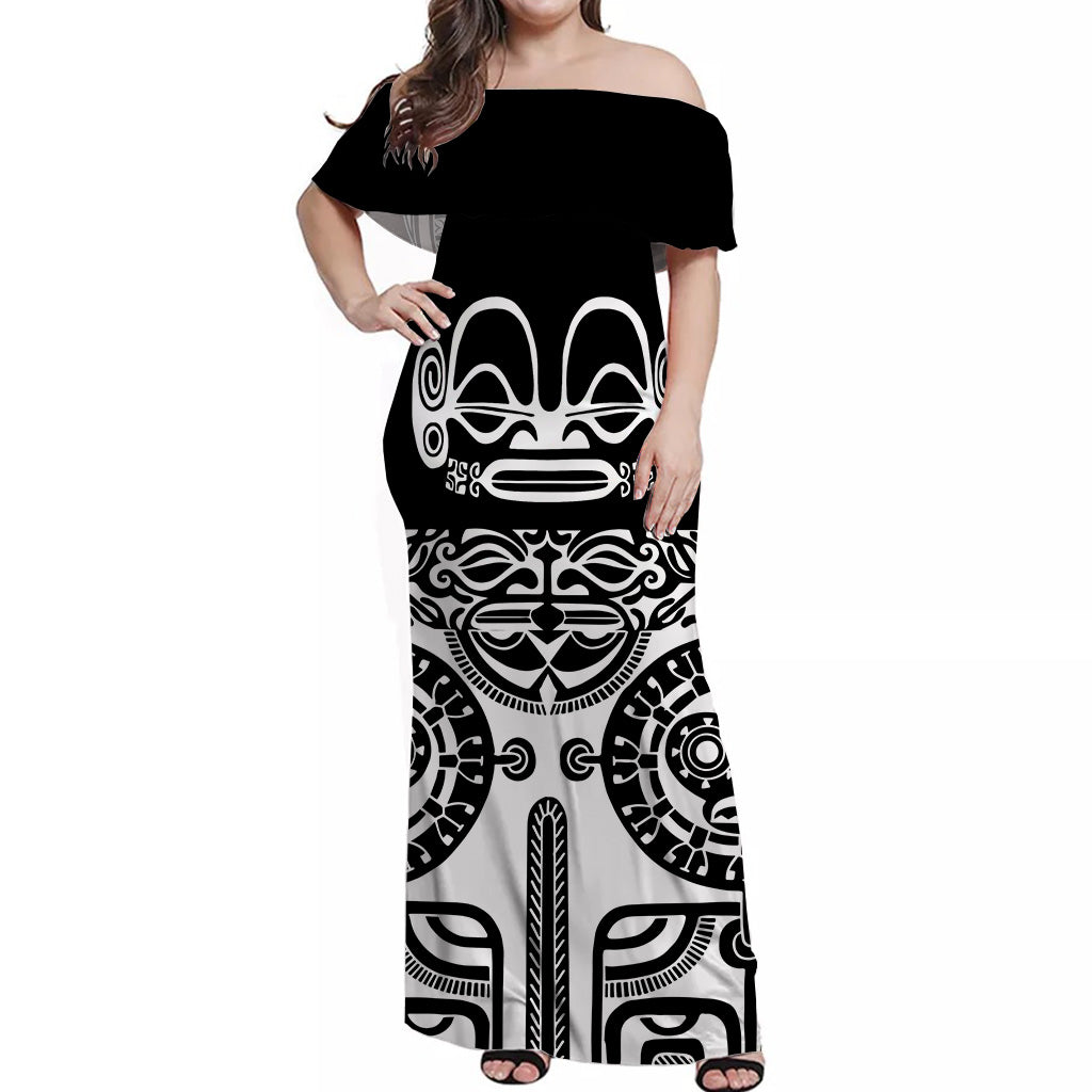 Marquesas Islands Off Shoulder Long Dress Special Style - Black LT8 - Polynesian Pride