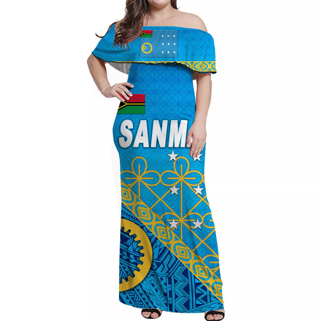 Sanma Province Off Shoulder Long Dress Vanuatu Pattern Unique Style LT8 - Polynesian Pride