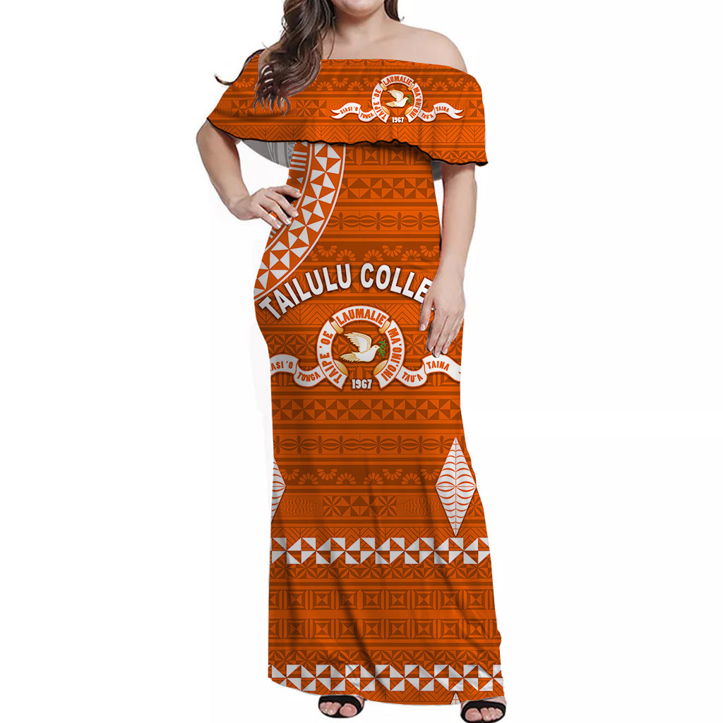 Tonga Tailulu College Off Shoulder Long Dress Simple Style LT8 - Polynesian Pride