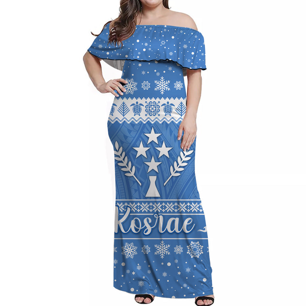 FSM Kosrae Christmas Off Shoulder Long Dress Simple Style LT8 - Polynesian Pride
