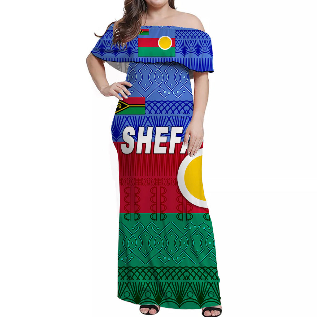 Shefa Province Off Shoulder Long Dress Vanuatu Pattern Traditional Style LT8 - Polynesian Pride