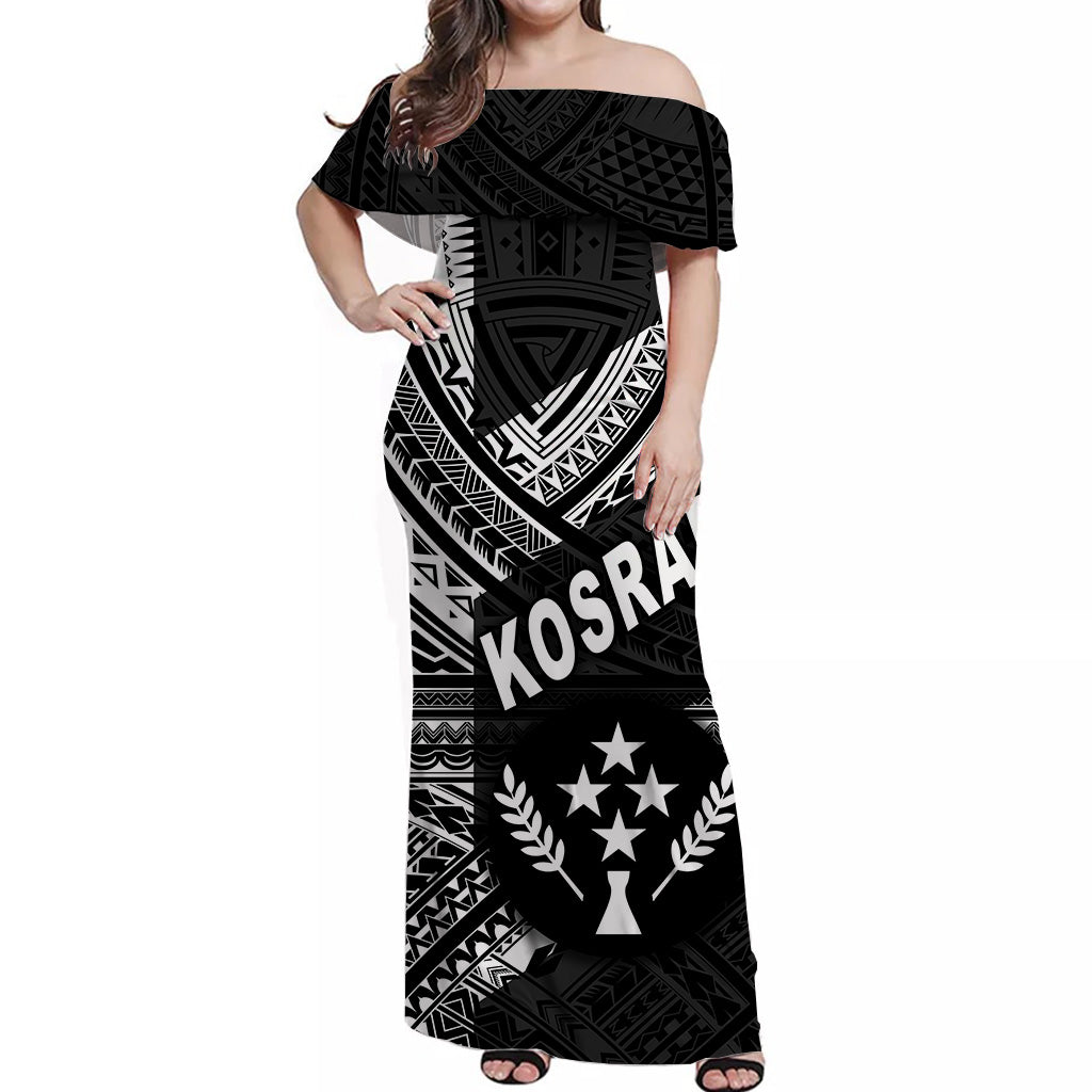 FSM Kosrae Off Shoulder Long Dress Original Vibes - Black LT8 - Polynesian Pride