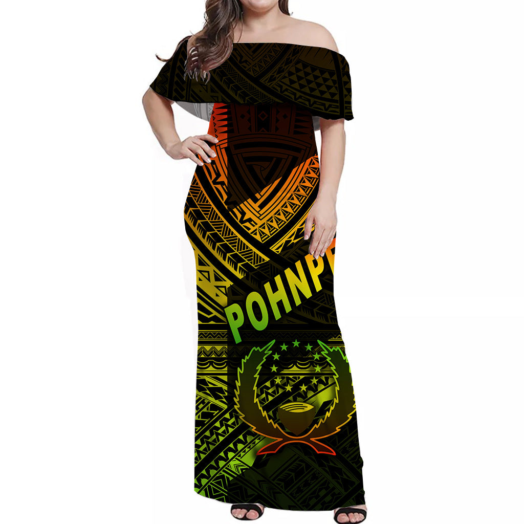 FSM Pohnpei Off Shoulder Long Dress Original Vibes - Reggae LT8 - Polynesian Pride