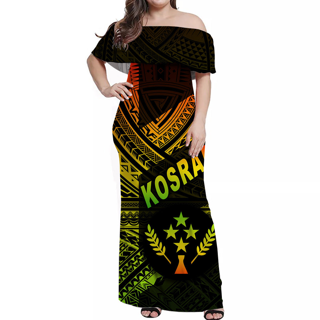 FSM Kosrae Off Shoulder Long Dress Original Vibes - Reggae LT8 - Polynesian Pride