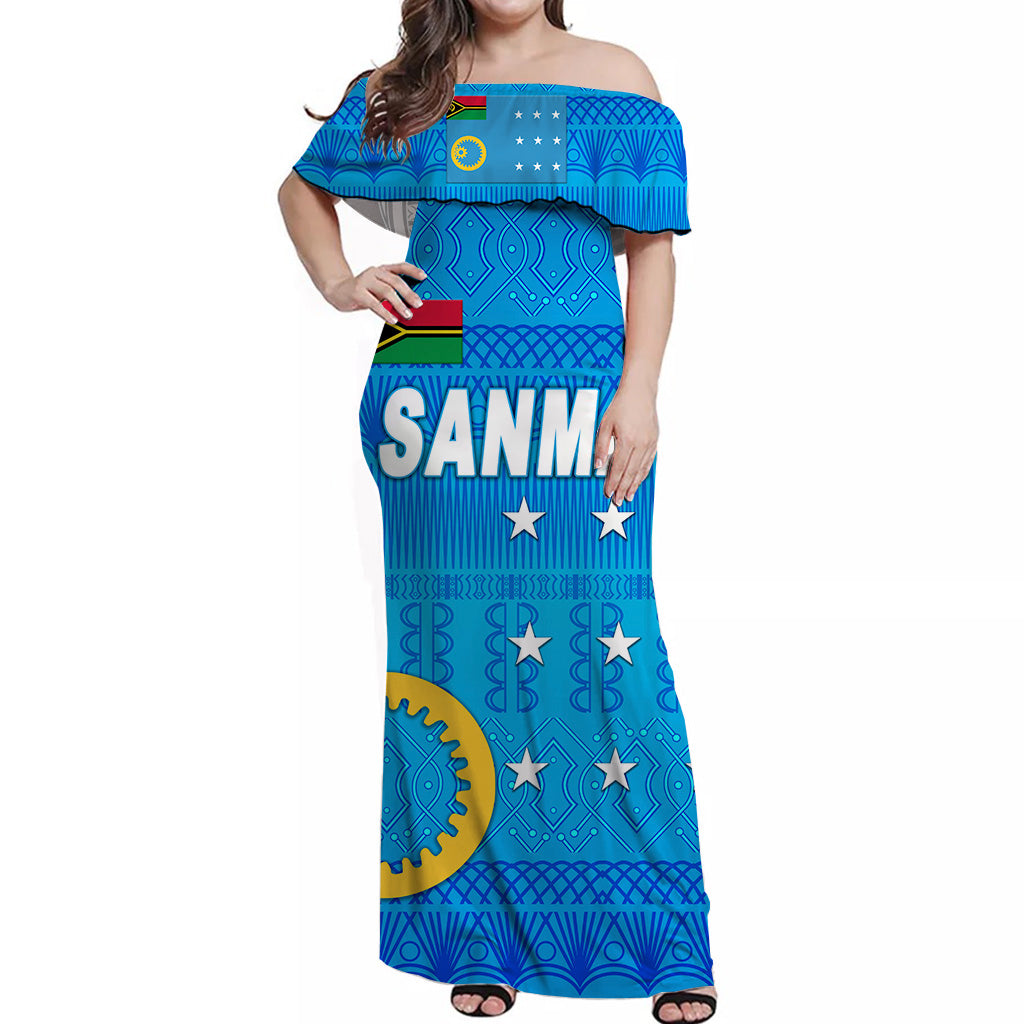 Sanma Province Off Shoulder Long Dress Vanuatu Pattern Traditional Style LT8 - Polynesian Pride