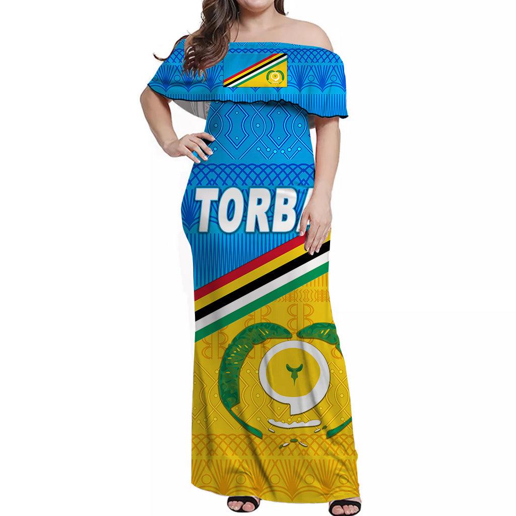 Torba Province Off Shoulder Long Dress Vanuatu Pattern Traditional Style LT8 - Polynesian Pride