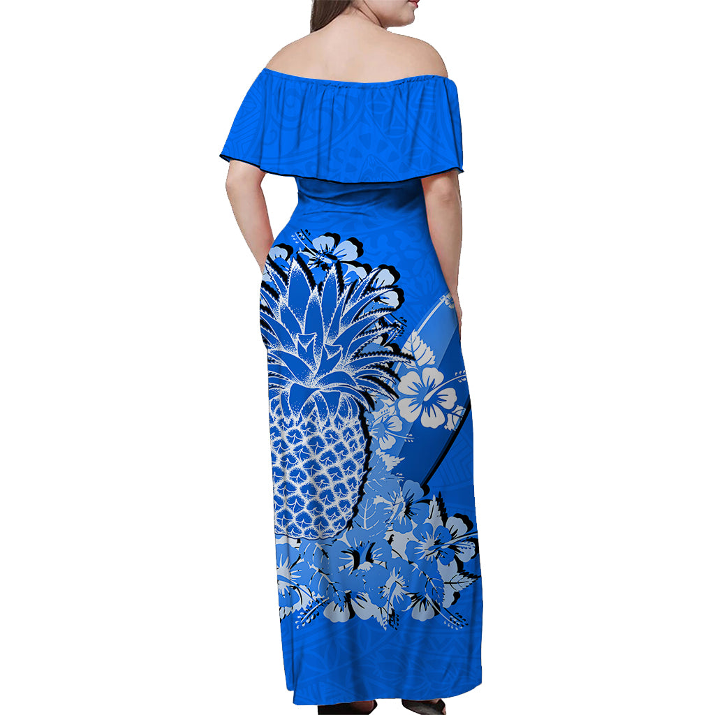 pineapple off the shoulder dress Hawaii Pineapple Polynesian Off Shoulder Long Dress Unique Style Red