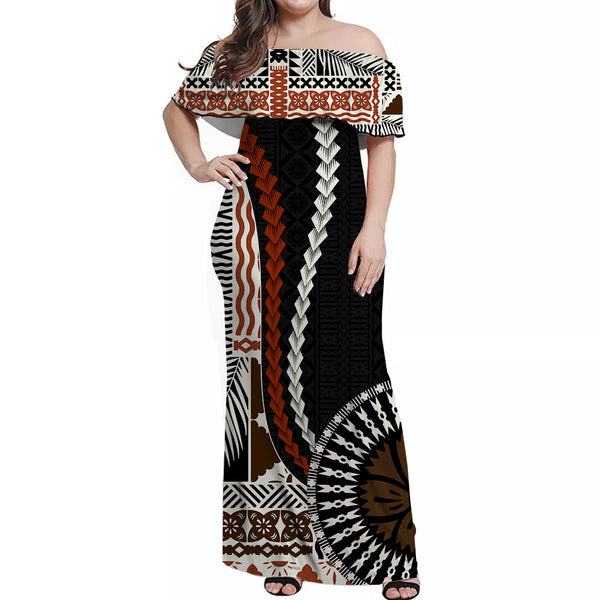 Bula Polynesian Matching Hawaiian Shirt and Dress Masi Tapa Patterns ...