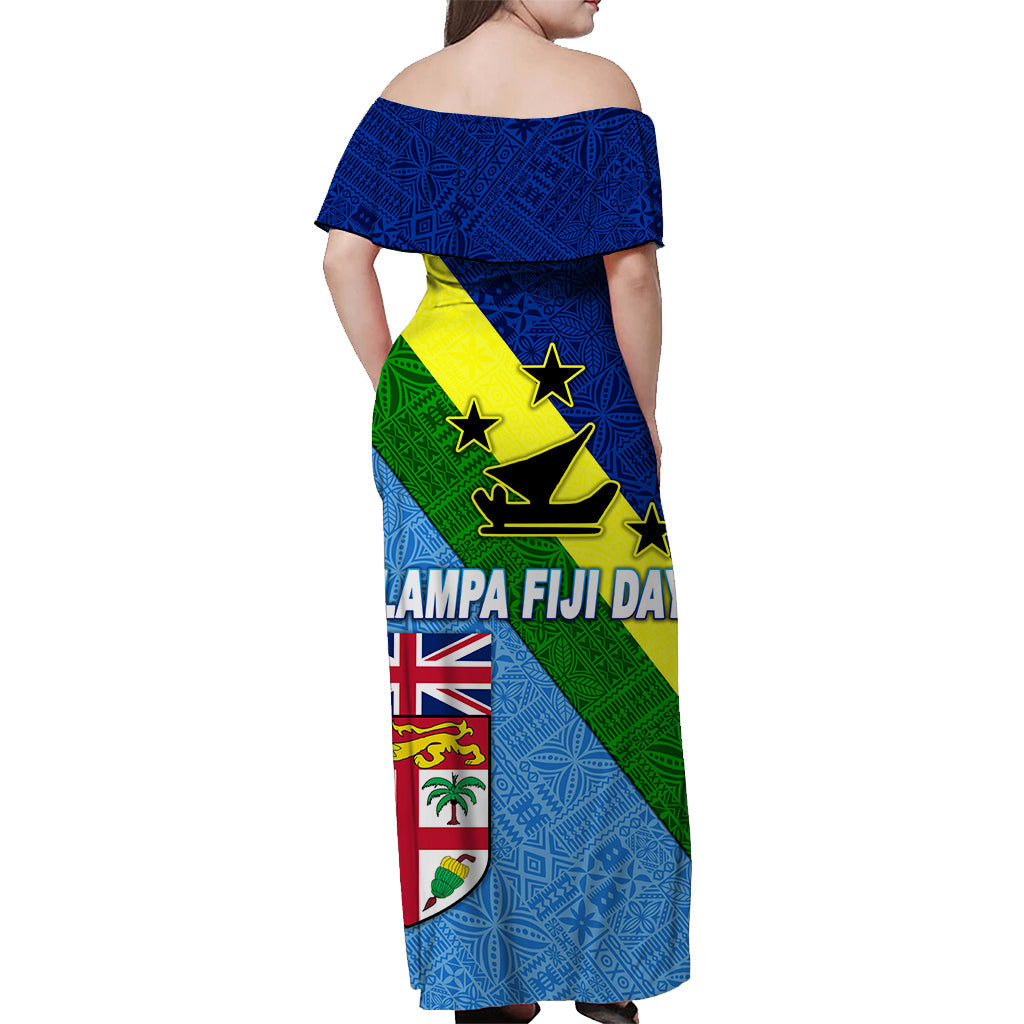 Vanuatu Malampa And Fiji Day Off Shoulder Long Dress Simple Style LT8 - Polynesian Pride