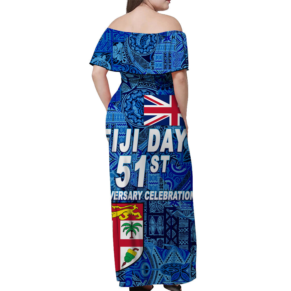 Fiji Day Off Shoulder Long Dress Independence Anniversary Original Style LT8 - Polynesian Pride
