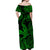 Hawaii Angry Shark Polynesian Off Shoulder Long Dress Unique Style - Green LT8 - Polynesian Pride