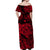 Hawaii Turtle Polynesian Off Shoulder Long Dress Plumeria Flower Unique Style - Red LT8 - Polynesian Pride