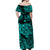 Hawaii Turtle Polynesian Off Shoulder Long Dress Plumeria Flower Unique Style - Turquoise LT8 - Polynesian Pride