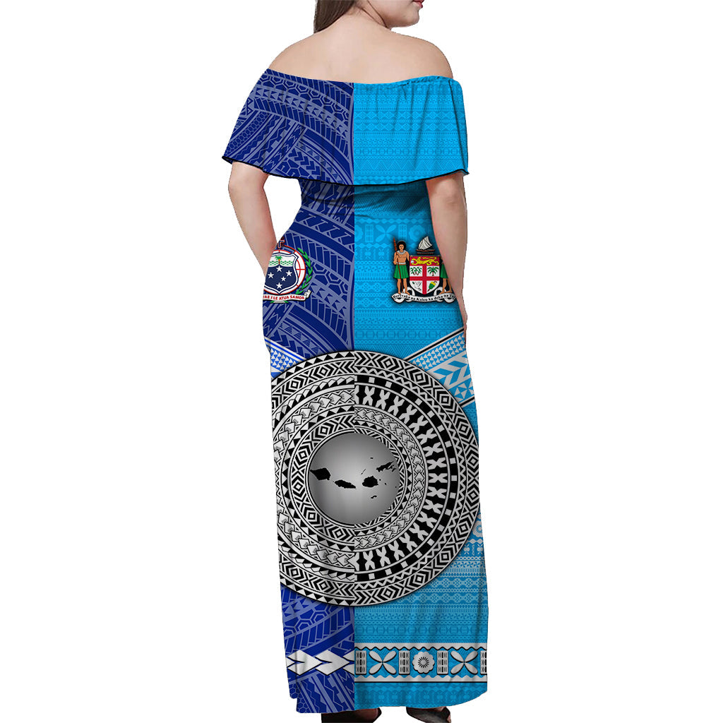 Fiji and Samoa Off Shoulder Long Dress Together LT8 - Polynesian Pride