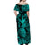 Hawaii Pineapple Polynesian Off Shoulder Long Dress Unique Style - Turquoise LT8 - Polynesian Pride
