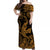 Hawaii Angry Shark Polynesian Off Shoulder Long Dress Unique Style - Gold LT8 Women Gold - Polynesian Pride