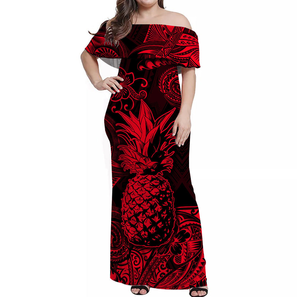 pineapple off the shoulder dress NY&C Tiered Off Shoulder Maxi Flowy Dress Sz S Pineapple Pattern