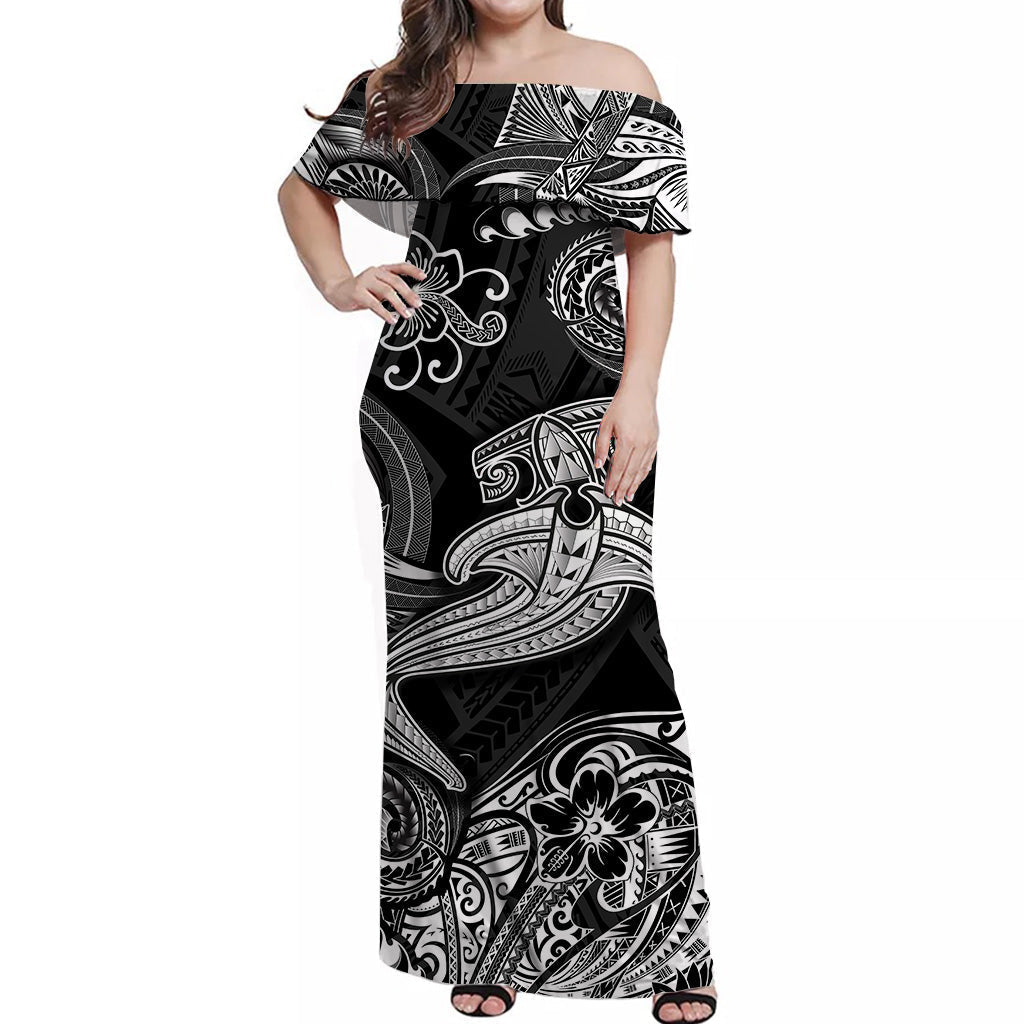 Hawaii Hammer Shark Polynesian Matching Dress and Hawaiian Shirt Matching Couples Outfit Unique Style Black LT8 - Polynesian Pride