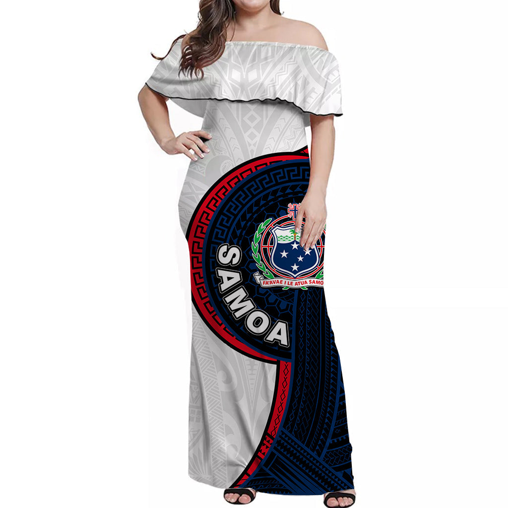 Samoa Tribal Tattoo Long Dress No.3 LT6 Women White - Polynesian Pride