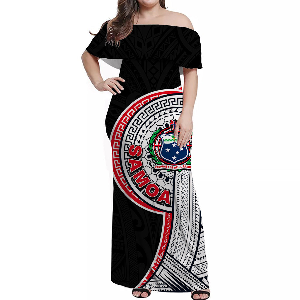 Samoa Tribal Tattoo BLong Dress No.4 LT6 Women Black - Polynesian Pride