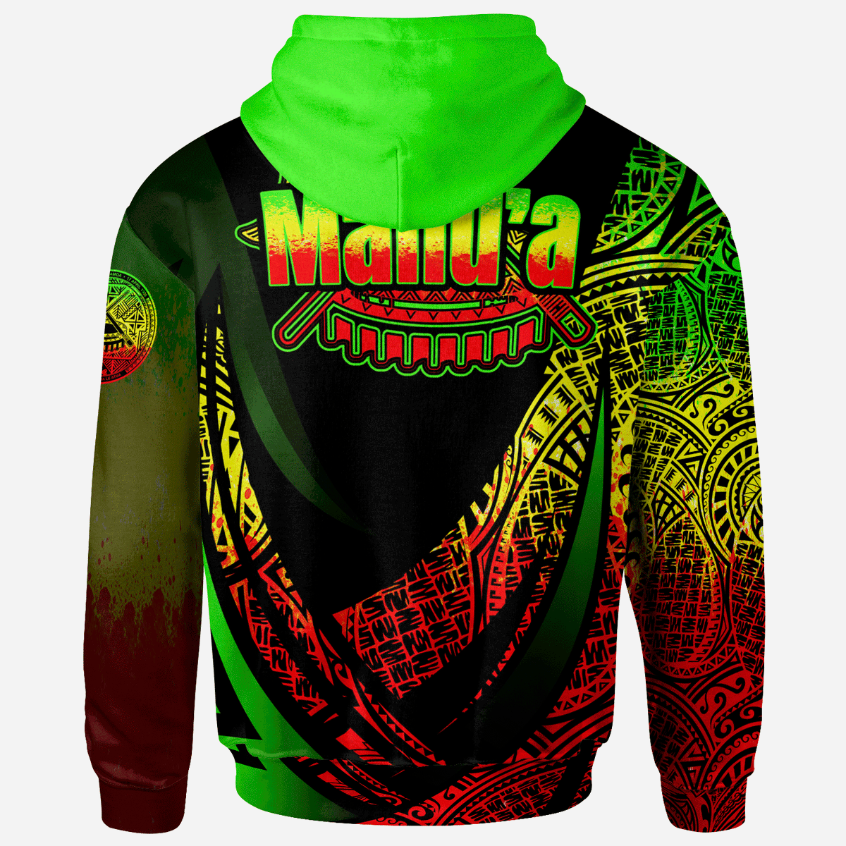 American Samoa Hoodie Manua ofu Polynesian Reggae Patterns Sport Style - Polynesian Pride